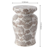 Poppies 17.8 in. Traditional Cottage Floral Ceramic Indoor/Outdoor Garden Stool and Accent Table - Brown/White