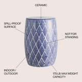 Moroccan Diamonds 18" Ceramic Drum Garden Stool - JONATHAN Y