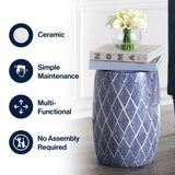 Moroccan Diamonds 18" Ceramic Drum Garden Stool