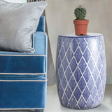 Moroccan Diamonds 18" Ceramic Drum Garden Stool - JONATHAN Y