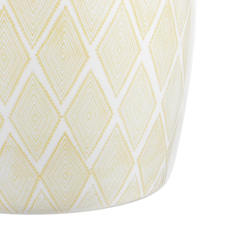 Moroccan Diamonds 18" Ceramic Drum Garden Stool - JONATHAN Y
