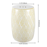 Moroccan Diamonds 18" Ceramic Drum Garden Stool - JONATHAN Y