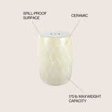 Moroccan Diamonds 18" Ceramic Drum Garden Stool - JONATHAN Y