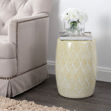 Moroccan Diamonds 18" Ceramic Drum Garden Stool - JONATHAN Y