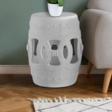 Lucky Coins 16" Chinese Ceramic Drum Garden Stool - JONATHAN Y