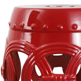 Lucky Coins 16" Chinese Ceramic Drum Garden Stool - JONATHAN Y
