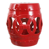 Lucky Coins 16" Chinese Ceramic Drum Garden Stool - JONATHAN Y