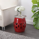 Lucky Coins 16" Chinese Ceramic Drum Garden Stool - JONATHAN Y