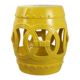 Lucky Coins 16" Chinese Ceramic Drum Garden Stool - JONATHAN Y