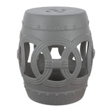 Lucky Coins 16" Chinese Ceramic Drum Garden Stool