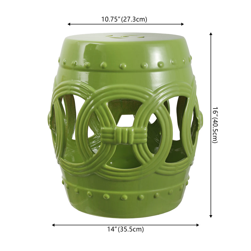 Lucky Coins 16" Chinese Ceramic Drum Garden Stool