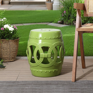 Lucky Coins 16" Chinese Ceramic Drum Garden Stool