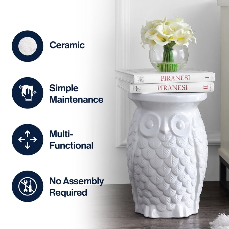Groovy Owl 17.5" Ceramic Garden Stool