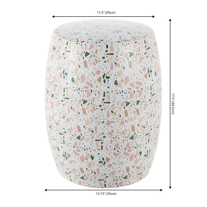 Chiara 17.5" Terrazzo Ceramic Garden Stool - JONATHAN Y