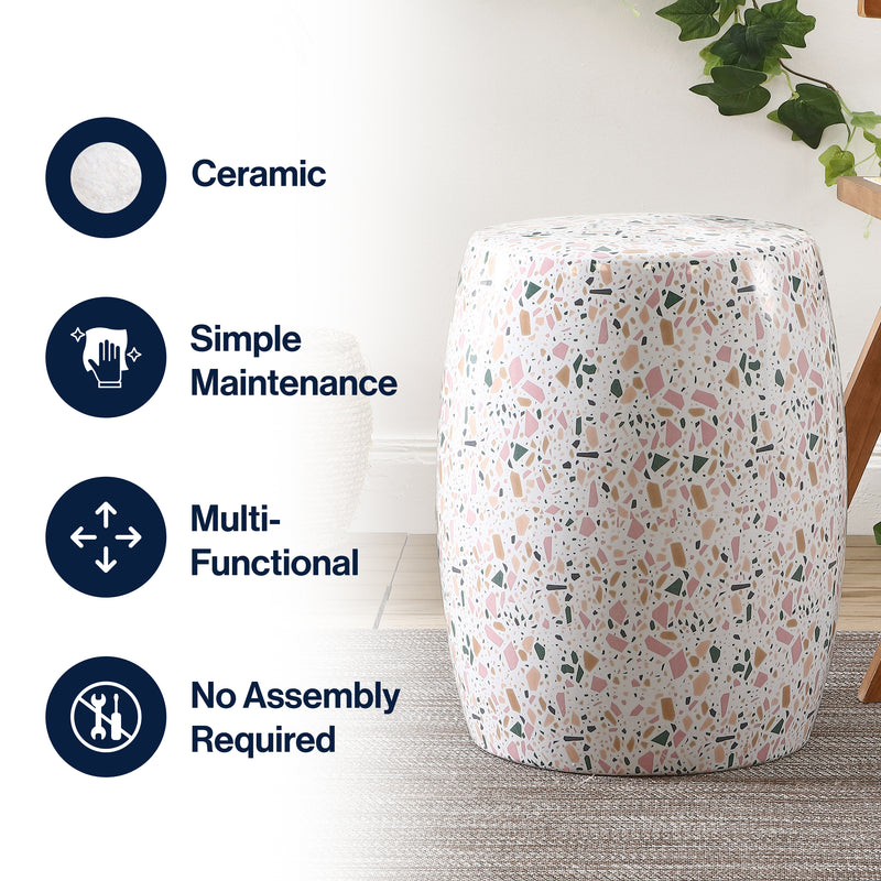 Chiara 17.5" Terrazzo Ceramic Garden Stool