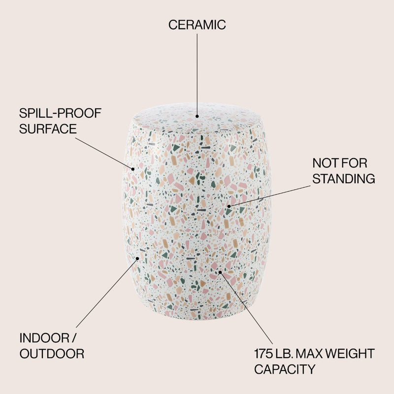 Chiara 17.5" Terrazzo Ceramic Garden Stool - JONATHAN Y