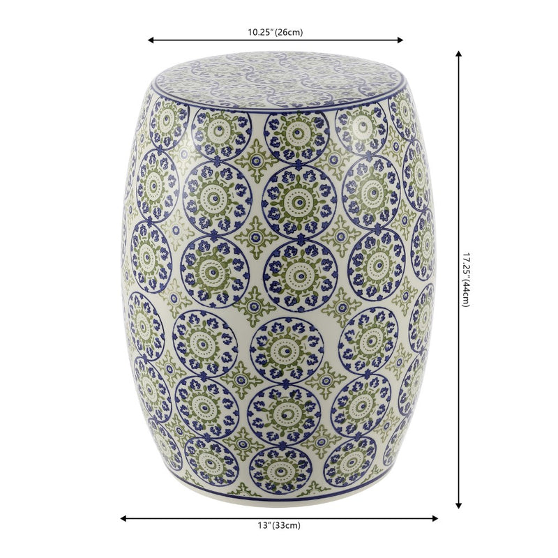Lula 17.25" Suzani Ceramic Garden Stool - JONATHAN Y