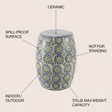 Lula 17.25" Suzani Ceramic Garden Stool - JONATHAN Y