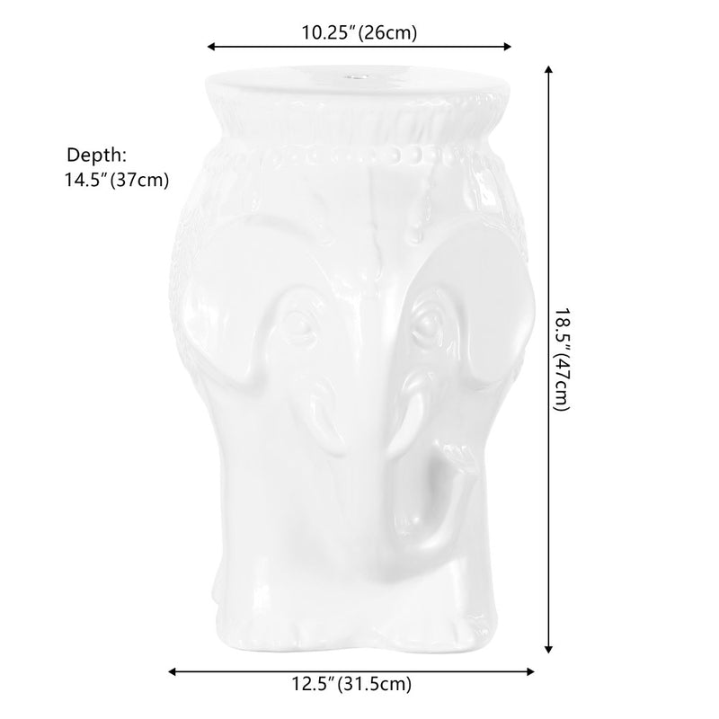 Orla 18.5" Modern Bohemian Elephant Ceramic Garden Stool - JONATHAN Y