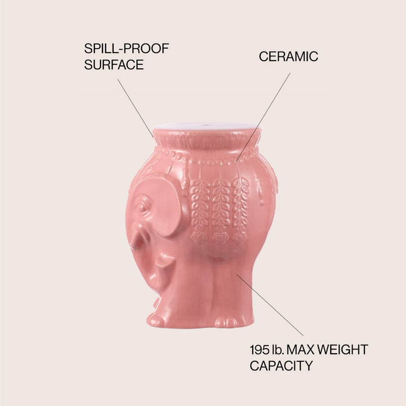 Orla 18.5" Modern Bohemian Elephant Ceramic Garden Stool - JONATHAN Y