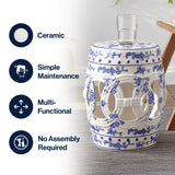 Lucky Coins 16" Chinese Ceramic Drum Garden Stool