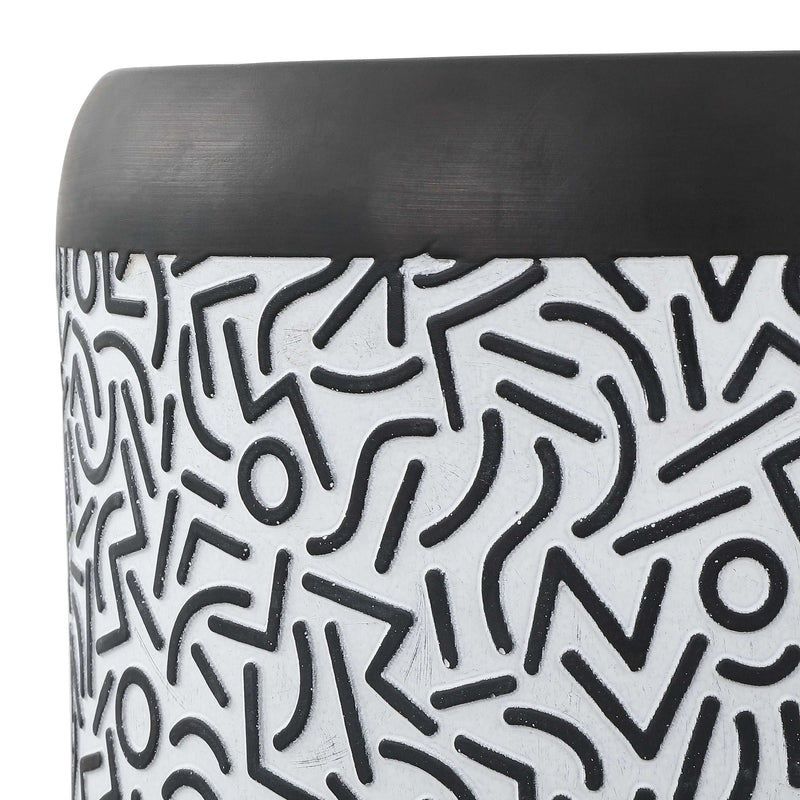 Vernis 17.75" Modern Bohemian Geometric Drum Garden Stool - JONATHAN Y