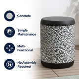 Vernis 17.75" Modern Bohemian Geometric Drum Garden Stool