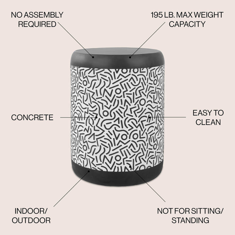 Vernis 17.75" Modern Bohemian Geometric Drum Garden Stool - JONATHAN Y