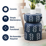 Zorgnar 18" Modern Bohemian Arrow Pattern Drum Indoor/Outdoor Garden Stool