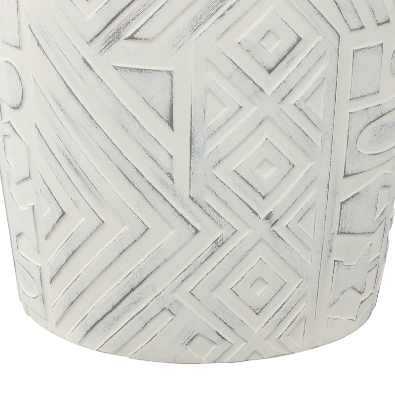 Drornzok 17.75" Geometric Drum Garden Stool - JONATHAN Y