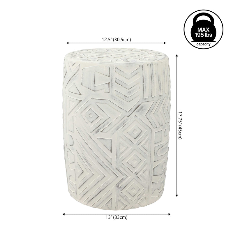 Drornzok 17.75" Geometric Drum Garden Stool - JONATHAN Y