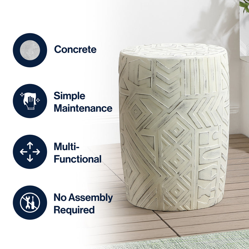 Drornzok 17.75" Geometric Drum Garden Stool