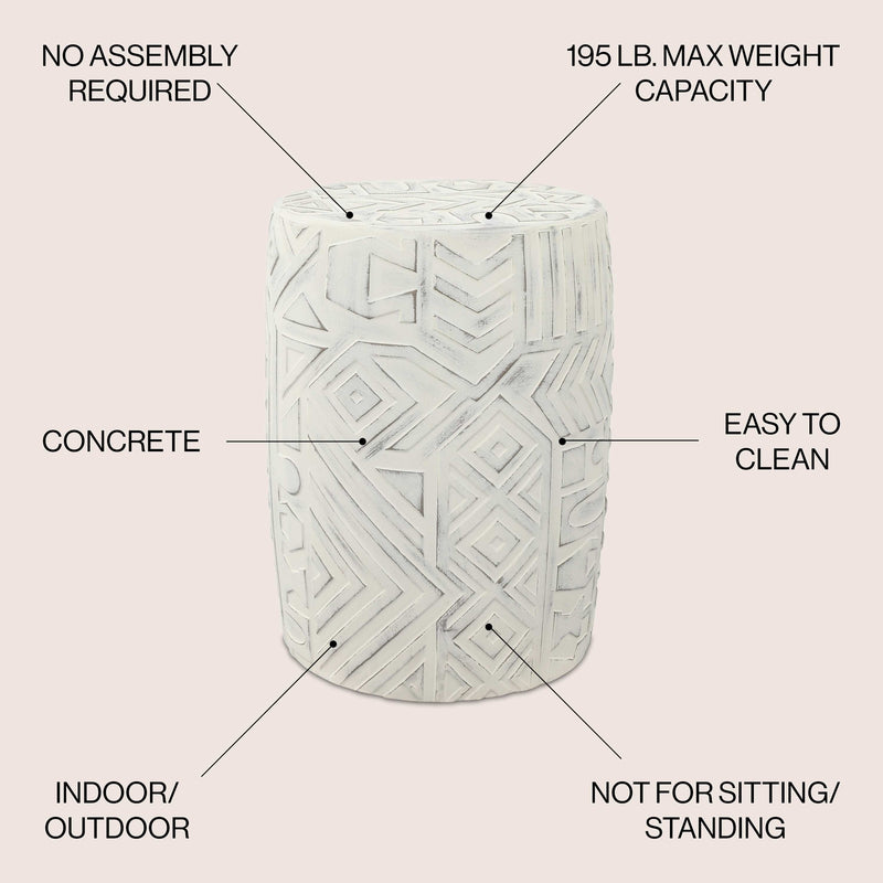 Drornzok 17.75" Geometric Drum Garden Stool - JONATHAN Y