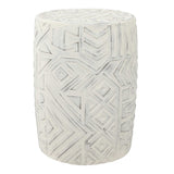 Drornzok 17.75" Geometric Drum Garden Stool - JONATHAN Y