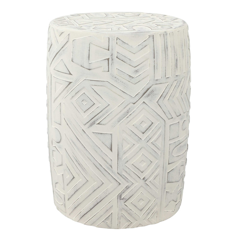 Drornzok 17.75" Geometric Drum Garden Stool - JONATHAN Y