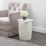 Drornzok 17.75" Geometric Drum Garden Stool - JONATHAN Y
