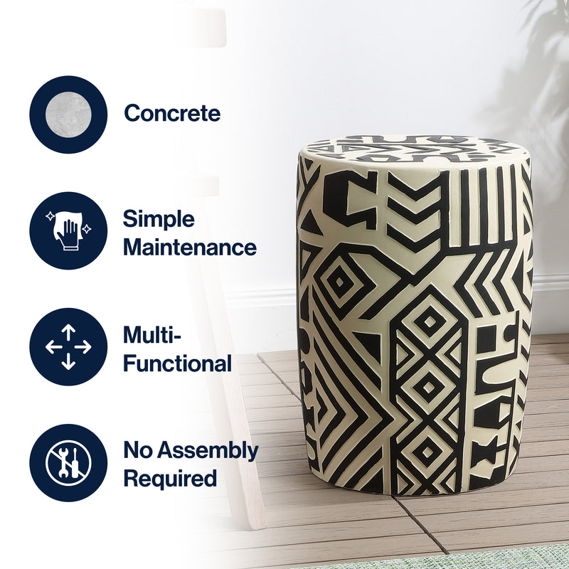 Drornzok 17.75" Geometric Drum Garden Stool