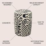Drornzok 17.75" Geometric Drum Garden Stool - JONATHAN Y