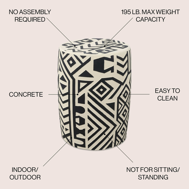 Drornzok 17.75" Geometric Drum Garden Stool - JONATHAN Y
