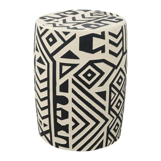 Drornzok 17.75" Geometric Drum Garden Stool - JONATHAN Y