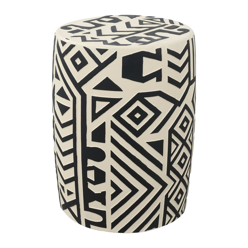 Drornzok 17.75" Geometric Drum Garden Stool - JONATHAN Y
