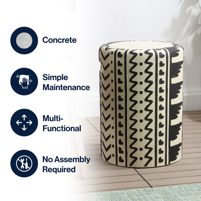 Rugvor 18" MidCentury Modern Geometric Drum Garden Stool