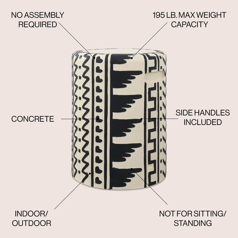Rugvor 18" MidCentury Modern Geometric Drum Garden Stool - JONATHAN Y