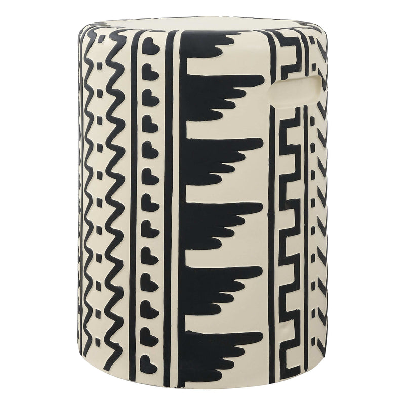 Rugvor 18" MidCentury Modern Geometric Drum Garden Stool - JONATHAN Y