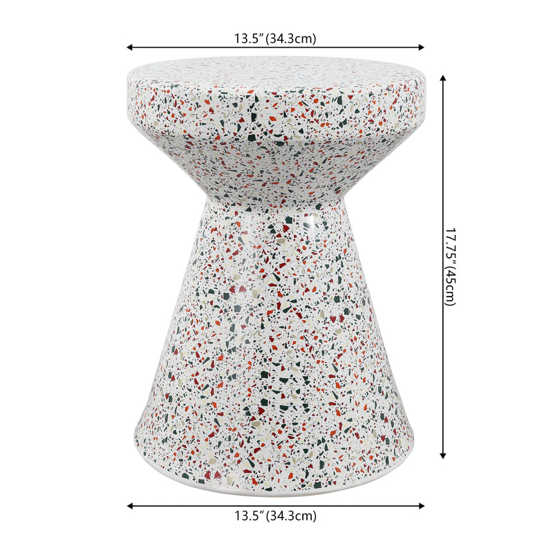 Xenia 17.75" Modern Bohemian Terrazzo Indoor/Outdoor Drum Accent Table - JONATHAN Y