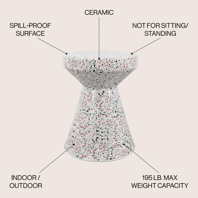 Xenia 17.75" Modern Bohemian Terrazzo Indoor/Outdoor Drum Accent Table - JONATHAN Y