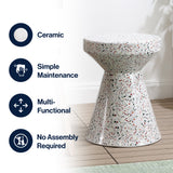 Xenia 17.75" Modern Bohemian Terrazzo Indoor/Outdoor Drum Accent Table