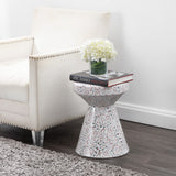 Xenia 17.75" Modern Bohemian Terrazzo Indoor/Outdoor Drum Accent Table - JONATHAN Y