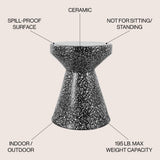 Xenia 17.75" Modern Bohemian Terrazzo Indoor/Outdoor Drum Accent Table - JONATHAN Y
