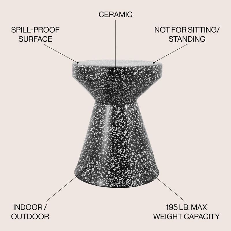 Xenia 17.75" Modern Bohemian Terrazzo Indoor/Outdoor Drum Accent Table - JONATHAN Y